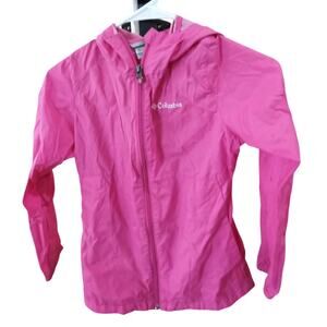 Girls Columbia Pink Rain Jacket Size M (10-12) -EUC